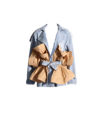 Color-Block Ruffle Denim Jacket