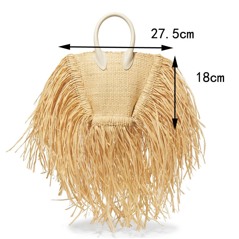 Beach Babe Straw Tassel Bag