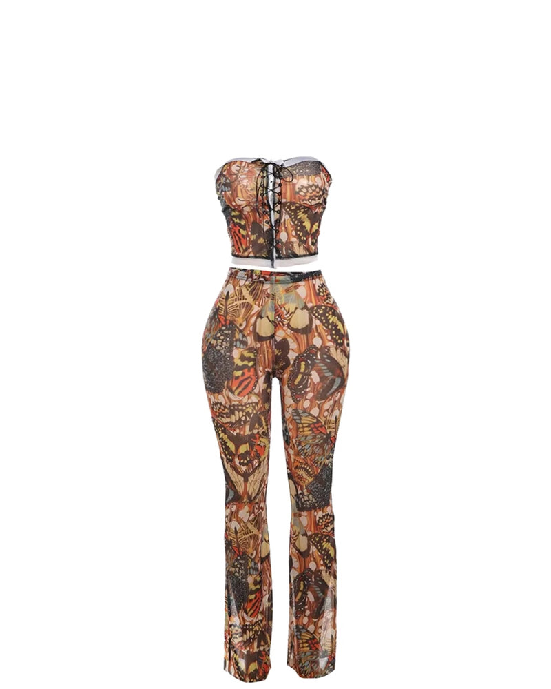 Butterfly Print Two Piece