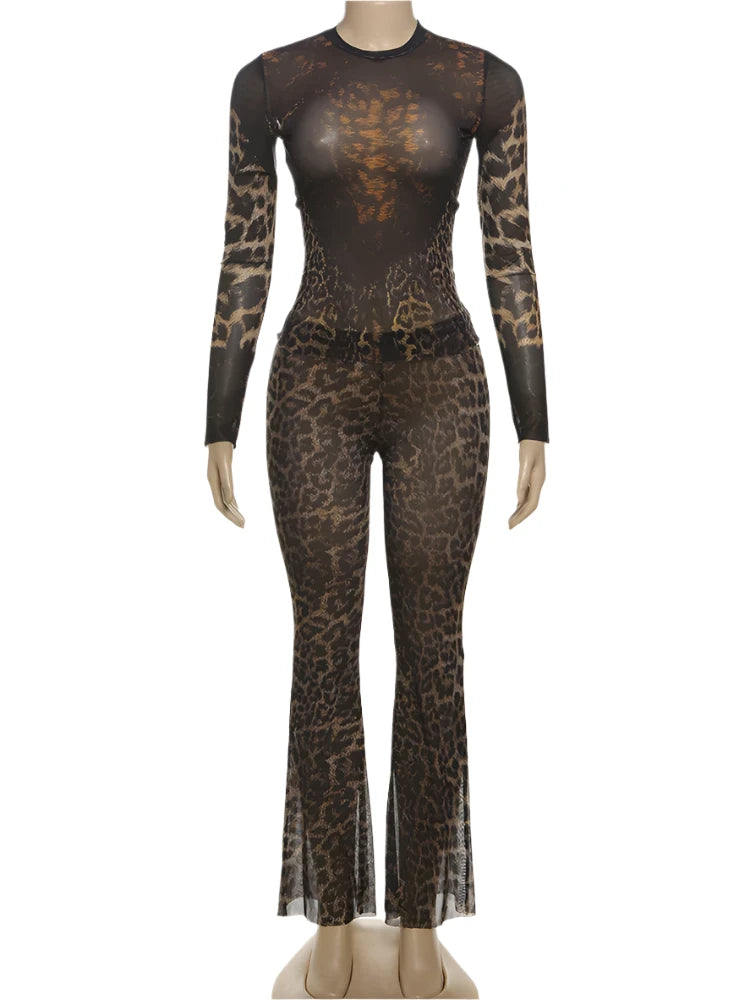 Ariah Leopard Mesh Set