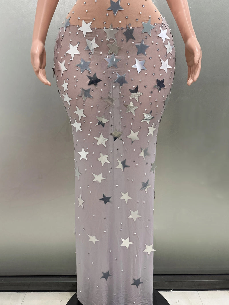 Luna Starry Mesh Gown