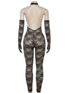 Mayra Full Lace Jumpsuit With Gloves