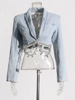 Kira Tassel Denim Cropped Blazer