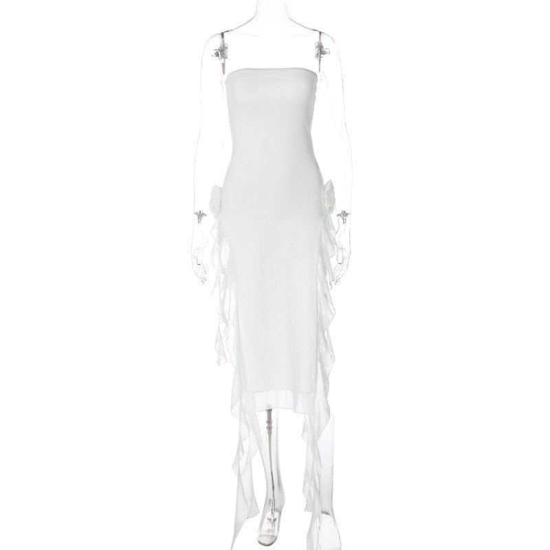 White Ribbon Midi Dress