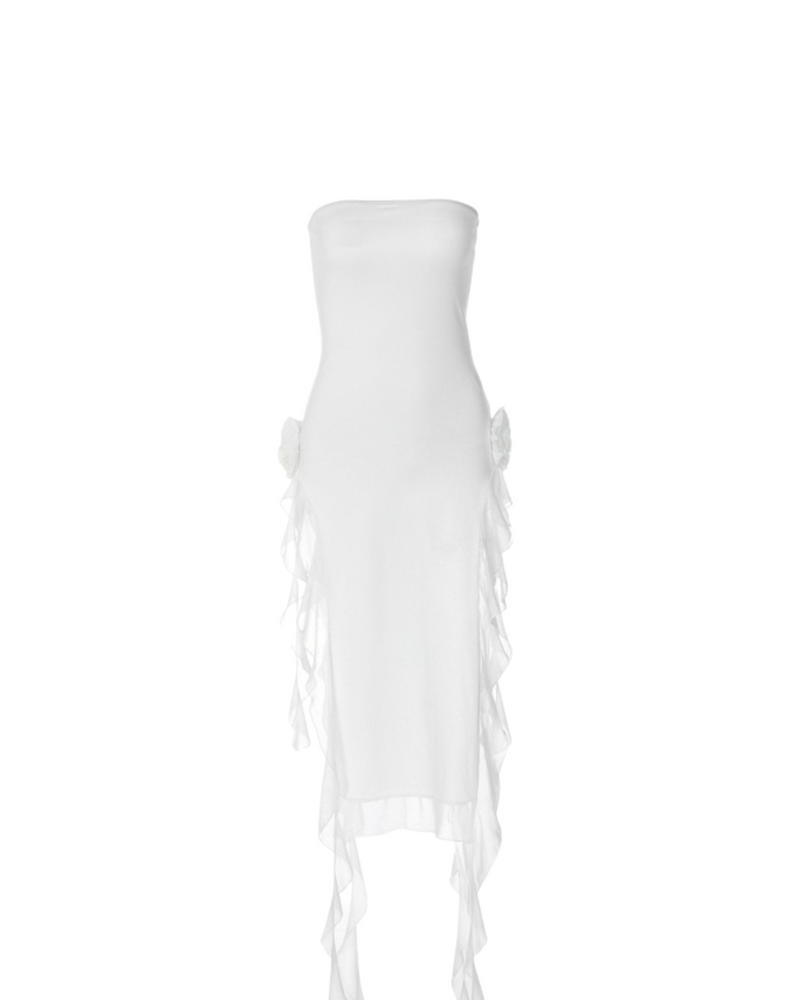 White Ribbon Midi Dress